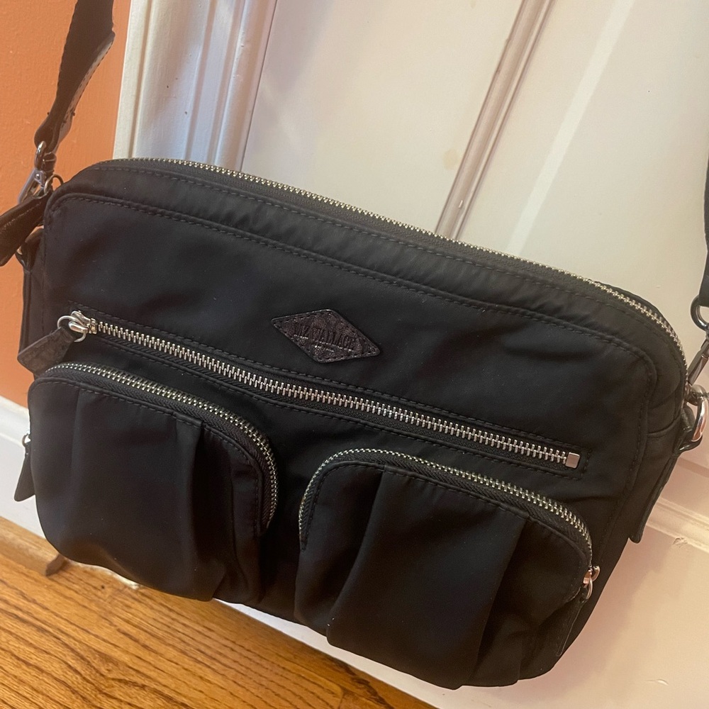 Black & Silver MZ Wallace Crossbody Purse